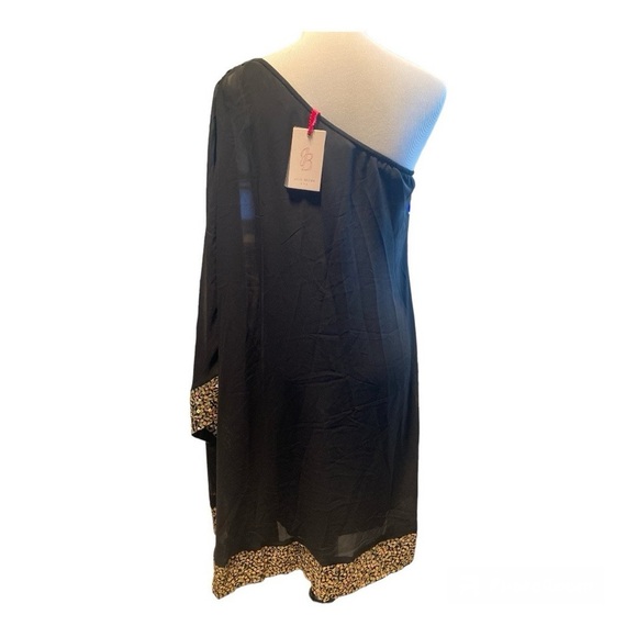Julie Brown NYC One Shoulder Cocktail Dress 5304 Evan Rich Black NEW WITH TAGS L - Picture 3 of 7